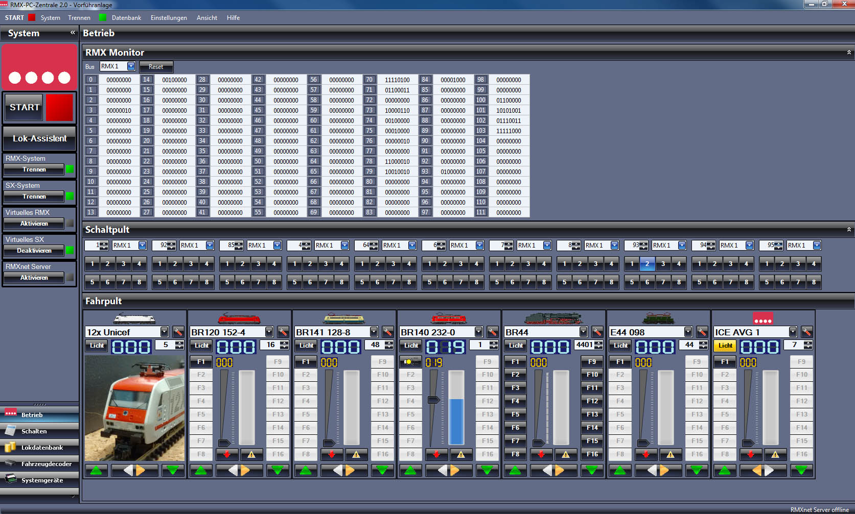 Screenshot RMX-PC-Zentrale 2.0